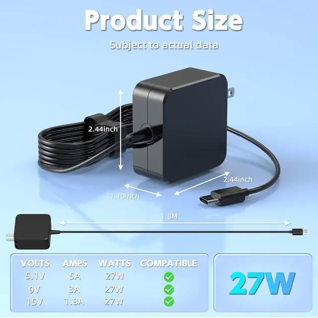 Alt view image 6 of 6 - 27W USB-C Power Supply for Raspberry Pi 5-5.1V/9V/12V/15V PD Fast Charger for Pi 5 4GB/8GB Development Board