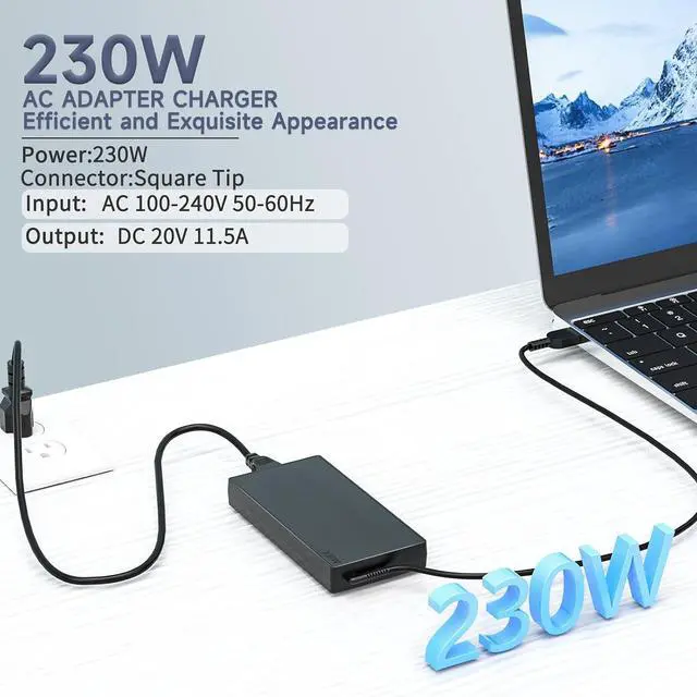 Alt view image 2 of 6 - 230W AC Adapter Charger Compatible with Lenovo Legion 5 7 5P C7 S7 Y530 Y540 Y545 Y700 Y720 Y730 Y740 R720 Y900 Y910 Y7000; 4X20E75111 GX20L29347 ADL230NLC3A ADL230NDC3A Power Adapter Supply