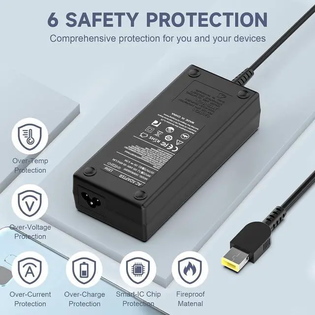 Alt view image 4 of 6 - 135W Laptop Charger Compatible with Lenovo ADL135NDC3A ADL135NLC3A ADL135NDC2A ADL135NLC2A ADL135SCC3A ADL135NCC3A 4X20E50558 4X20E50564 4X20E50569 45N0362 45N0361 AC Adapter Power Supply Cord