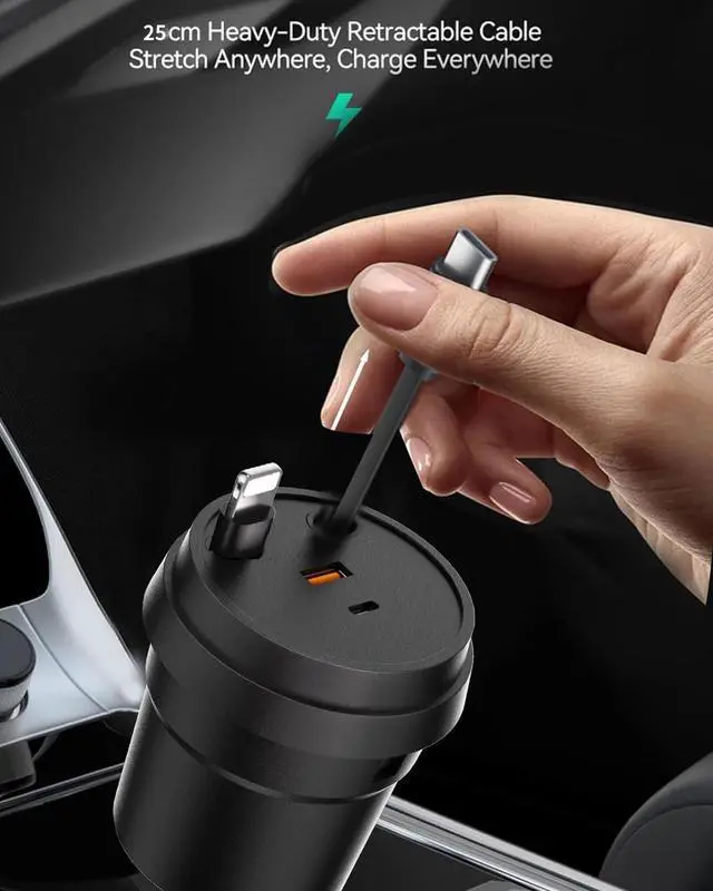 Alt view image 3 of 7 - i Phone 17 16 Retractable Car Charger,Cars Adapter USB C Fast Charger,4 in 1 Car AccessoriesChristmas for Gifts for Men Women,Compatible with iPhone 17 16 15/15 Pro Max/14/13/12/11,Galaxy,Pixel