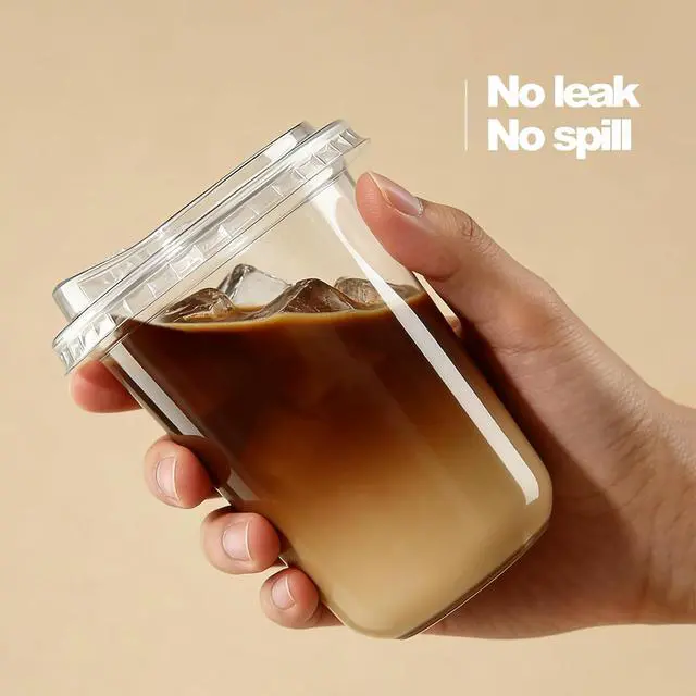Alt view image 3 of 7 - 25 Pack-16 oz Clear Plastic Cups with Lids Food Grade Disposable Iced Coffee Cups for Smoothies, Milkshake, Parties