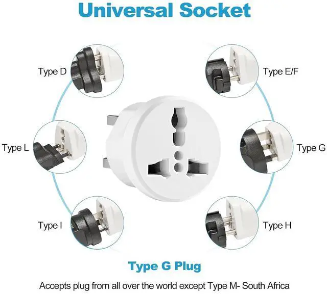 Alt view image 4 of 6 - UK Plug Adapter for Travel, Type G International Power Adapter for UK Hong Kong Ireland UAE 3-Packs