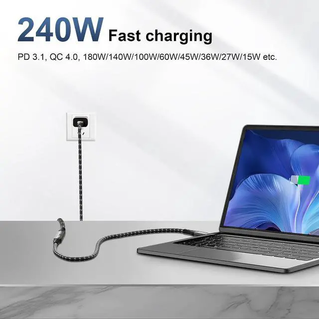 Alt view image 5 of 7 - ZIKNYDO USB C Extension Cord 16FT, (USB 3.2 20Gbps Type C Extender, PD 3.1 240W 48V/5A), Video 8K@30Hz, 4K@144Hz/ 60Hz USBC Extension Cable for PSVR2, iPhone 16/15, iPad, MacBook, Dell XPS, Switch