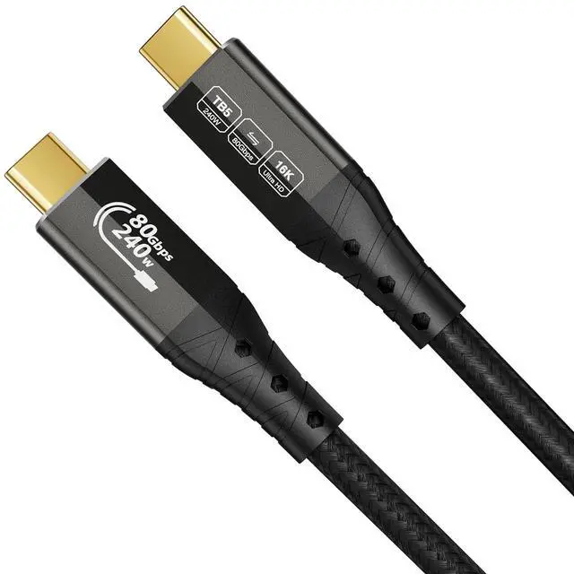 Main image of ZIKNYDO USB 4 for Thunderbolt 5 Cable, USB C 80Gbps Data Transfer, 120Gbps Bandwidth for 16K/Dual 8K Displays, PD3.1 240W Charging-1.6FT/0.5m, for Thunderbolt 4, SSD, MacBook M4 Pro/Max, Docking, eGPU