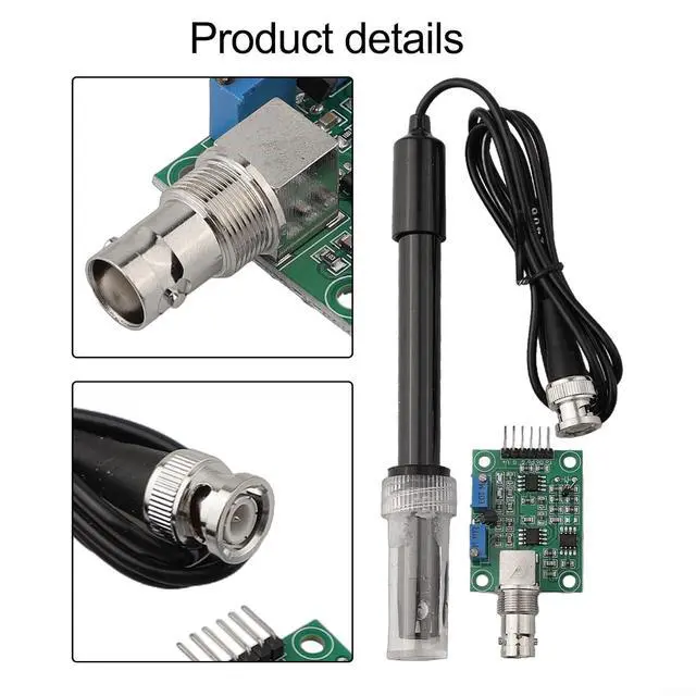 Alt view image 2 of 7 - PH Sensor Kit for Arduino, 0-14 Detection Range with BNC Electrode Probe and Module, Liquid Water Quality Tester for Lab(pH probe)