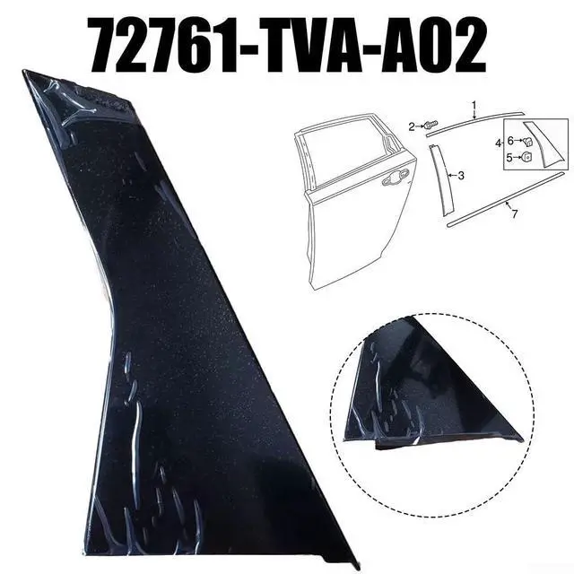 Alt view image 4 of 7 - Left Rear Door Pillar Garnish 2018-2022 Accord Black ABS Trim,Cover 72761-TVA-A02