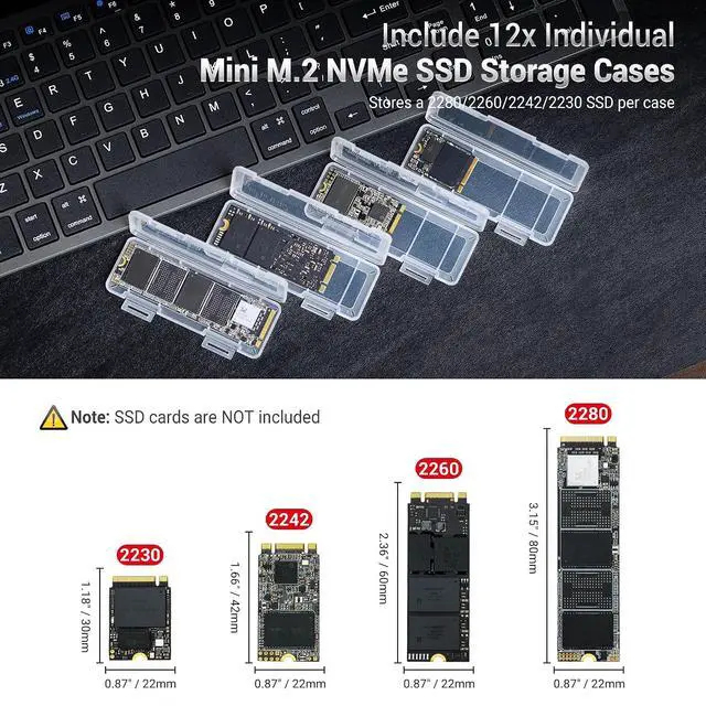 Alt view image 2 of 7 - Dual Protect + ClearHard M.2 SSD Holder with 4 Pack Clear Plastic SSD Cases