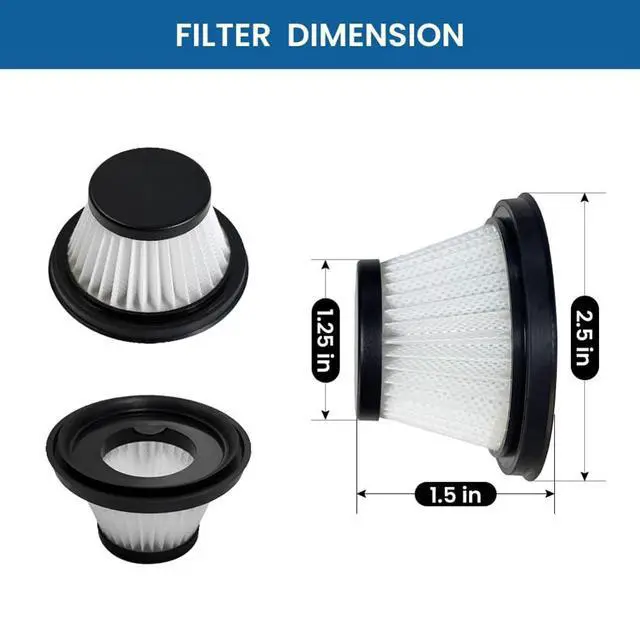 Alt view image 7 of 7 - Compact Cordless,Replacement Vacuum Filters for Duck Vacuum Cleaner, 8-Pack for Horse Power for Duck Vac Models