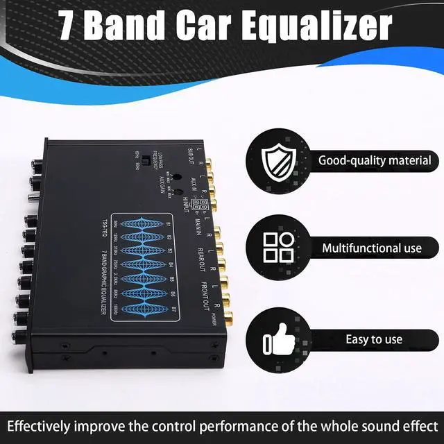 Alt view image 3 of 7 - 7 Band Car Equalizer Audio EQ Tuning Crossover Amplifier Parametric Car Preamplifier Audio Equalizer +-12dB