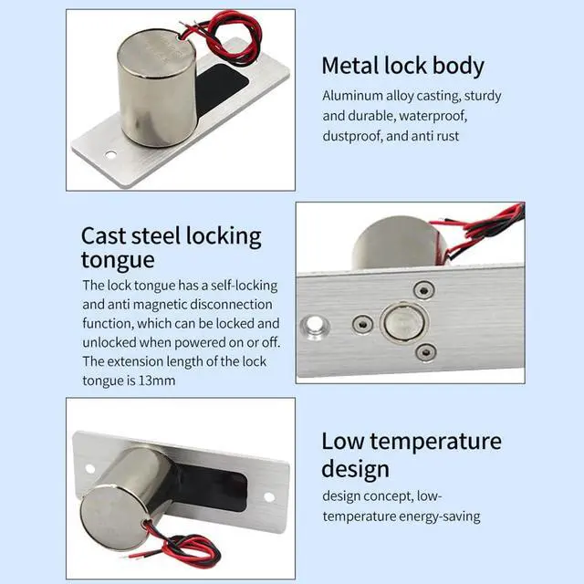 Alt view image 3 of 7 - Waterproof Electronic Drop Bolt NC Door Lock DC 12V Induction Auto Deadbolt for Enhanced Daily Security