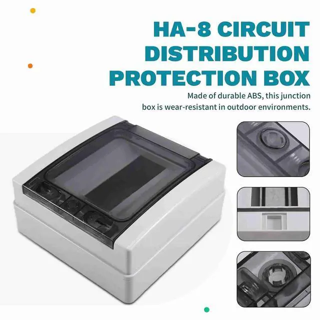 Alt view image 3 of 7 - HA Series 8-Way Junction Box PC IP65 Waterproof Outdoor Distribution Box for