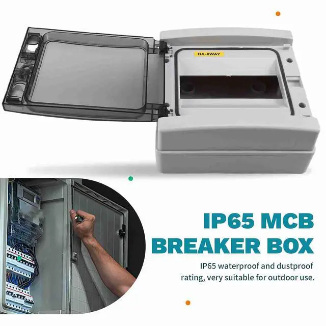 Alt view image 4 of 7 - HA Series 8-Way Junction Box PC IP65 Waterproof Outdoor Distribution Box for