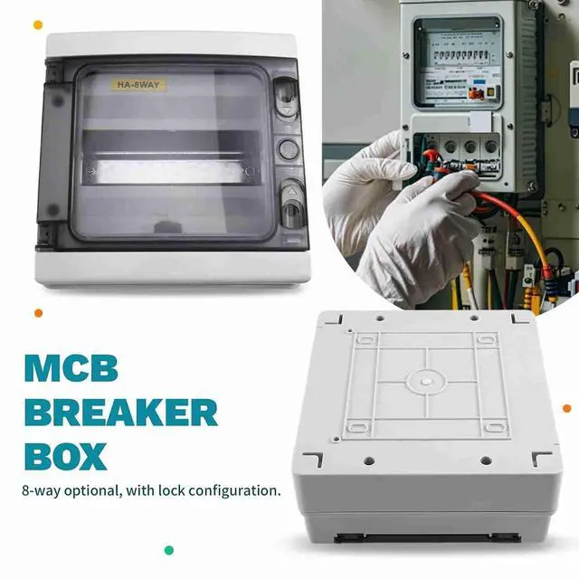 Alt view image 6 of 7 - HA Series 8-Way Junction Box PC IP65 Waterproof Outdoor Distribution Box for