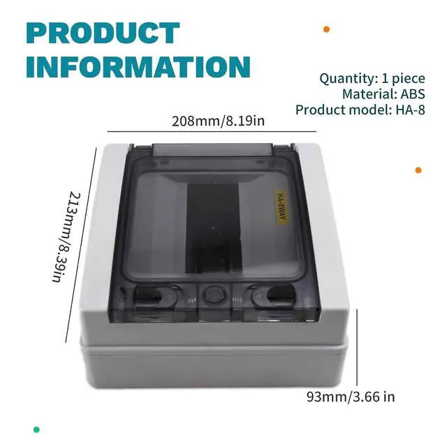 Alt view image 7 of 7 - HA Series 8-Way Junction Box PC IP65 Waterproof Outdoor Distribution Box for