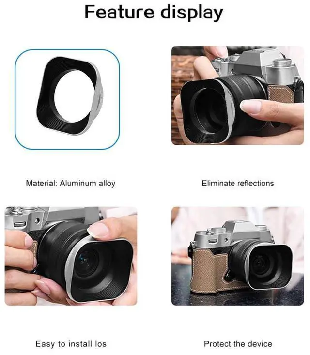 Alt view image 3 of 7 - Square Mirrorless Camera Lens Hood 52mm Lens Hood for DSLR Camera Photography Accessories