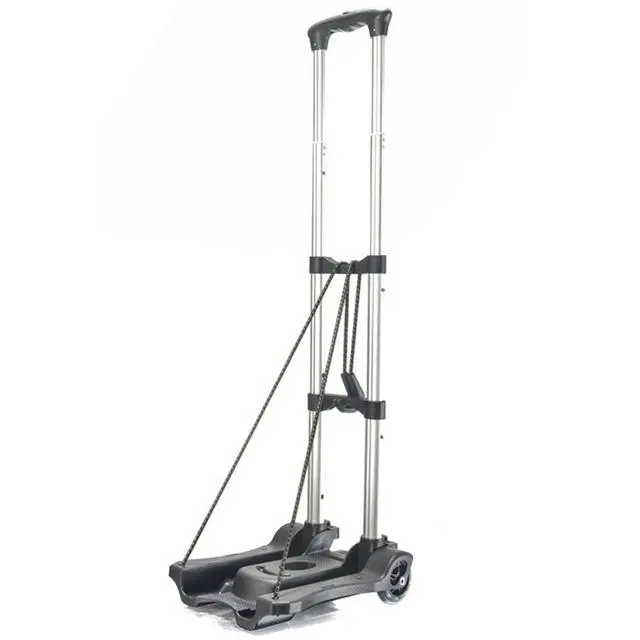 Alt view image 2 of 6 - Small Foldable Trolley, Foldable Luggage Trolley, Lightweights Portable Trolley for Mobile Airport Travel Use Black