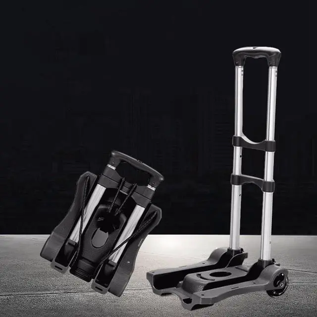 Alt view image 3 of 6 - Small Foldable Trolley, Foldable Luggage Trolley, Lightweights Portable Trolley for Mobile Airport Travel Use Black