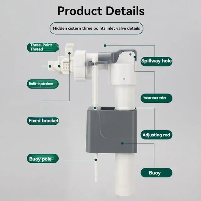 Alt view image 2 of 5 - Bathroom In-Wall Water Tank Inlet Valve Hang Wall Hanging Toilet Water Valve Water Inlet Accessories G3/8inch