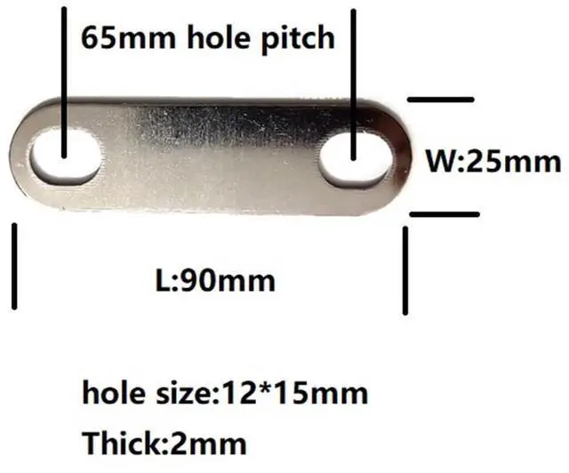 Alt view image 6 of 6 - 20pc LTO Bus Bars Connector Posts Straps Clips 65mm Hole Central Pitch Oval Hole for Yinlong 66160 Lithium Titanate Cell