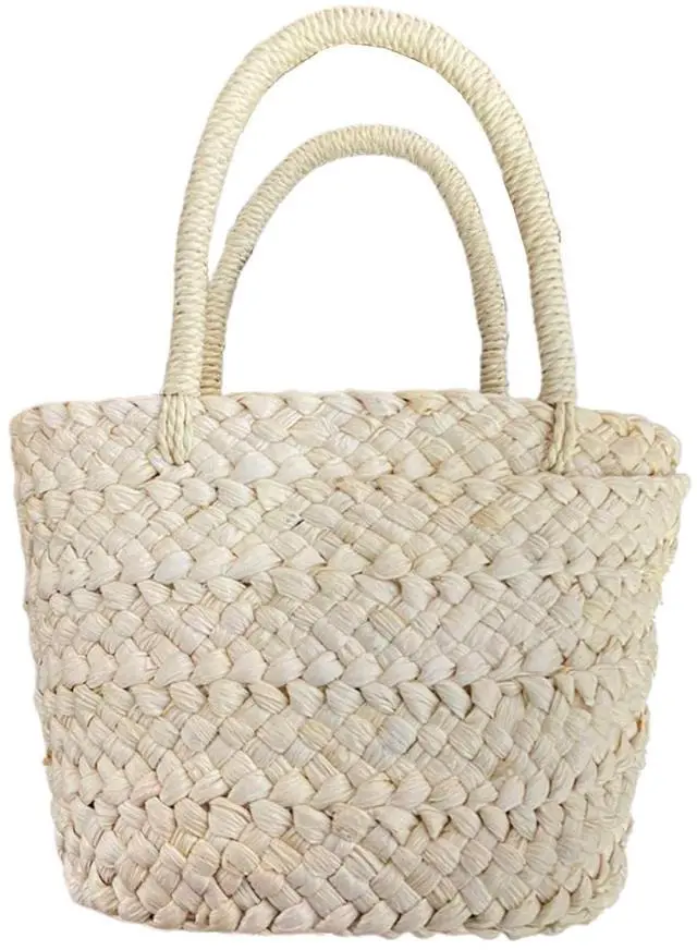 Main image of Summer Handmade Small Woven Bag Corn Husk Handbag Basket Straw Rattan Bag Parent-Child Children Straw Rattan Purse