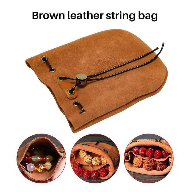 Alt view image 3 of 7 - Outdoor Leather Cheap Coin Purse Coin Bag Drawstring Pouch Calabash Jewelry Packing Bags