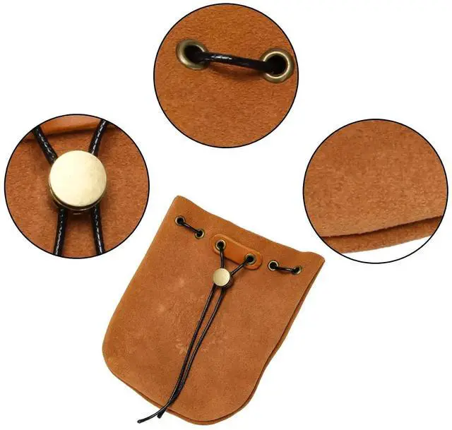 Alt view image 5 of 7 - Outdoor Leather Cheap Coin Purse Coin Bag Drawstring Pouch Calabash Jewelry Packing Bags