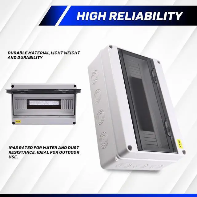 Alt view image 6 of 7 - HT Series Junction Box 15WAY PC IP65 Waterproof Distribution Box Outdoor Plastic Electrical HT-15Way forCircuit Breaker