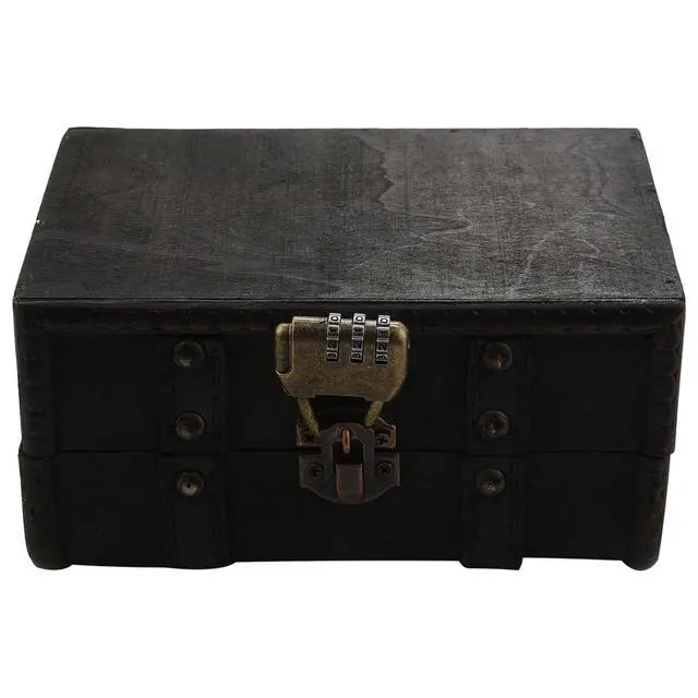 Alt view image 2 of 7 - Retro Treasure Chest Vintage Wooden Storage Box Antique Style Jewelry Organizer for Wardrobe Jewerly Box Trinket Box Password