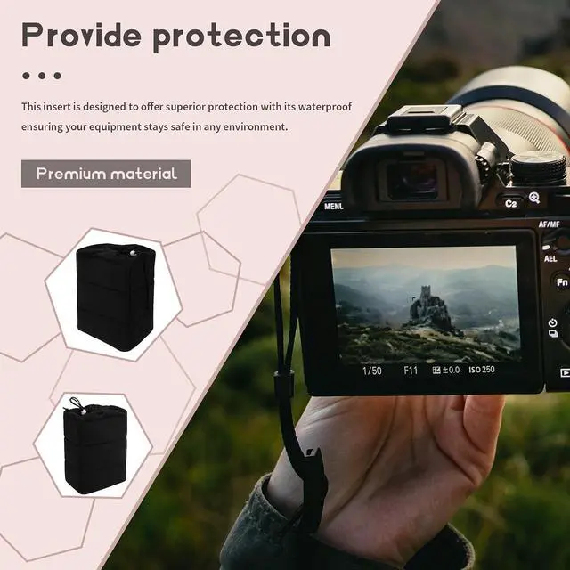 Alt view image 3 of 7 - Waterproof DSLR Camera Inserts Bag Portable Protector Bag Drop-Proof Handbag