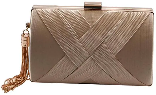Alt view image 6 of 7 - Tassel Fashion Ladies Clutch Bag Shoulder Handbags Female Party Wedding Evening Bag For Phone Purse Gold