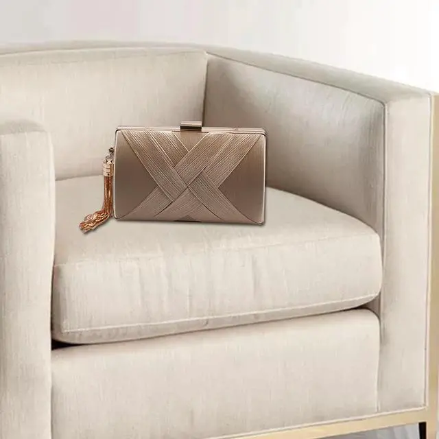 Alt view image 5 of 7 - Tassel Fashion Ladies Clutch Bag Shoulder Handbags Female Party Wedding Evening Bag For Phone Purse Gold