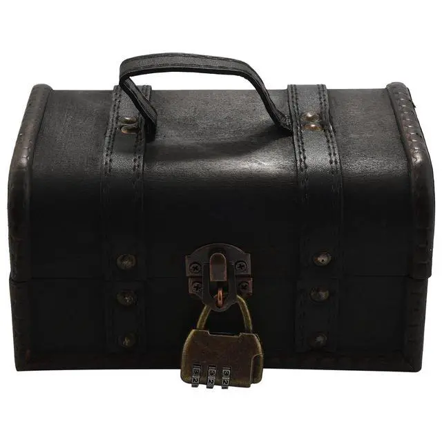 Alt view image 5 of 7 - Retro Treasure Chest Vintage Wooden Storage Box Antique Style Jewelry Organizer for Wardrobe Jewerly Box Trinket Box Password