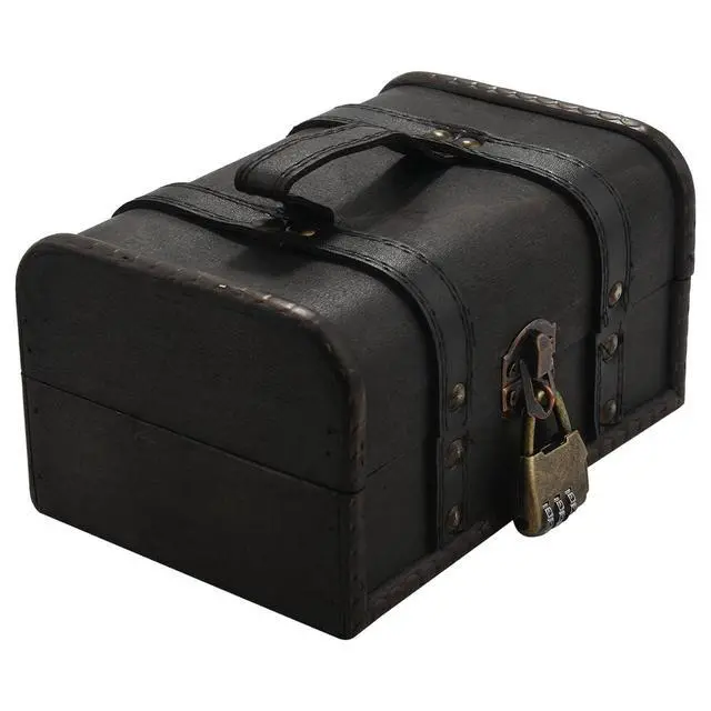 Alt view image 6 of 7 - Retro Treasure Chest Vintage Wooden Storage Box Antique Style Jewelry Organizer for Wardrobe Jewerly Box Trinket Box Password