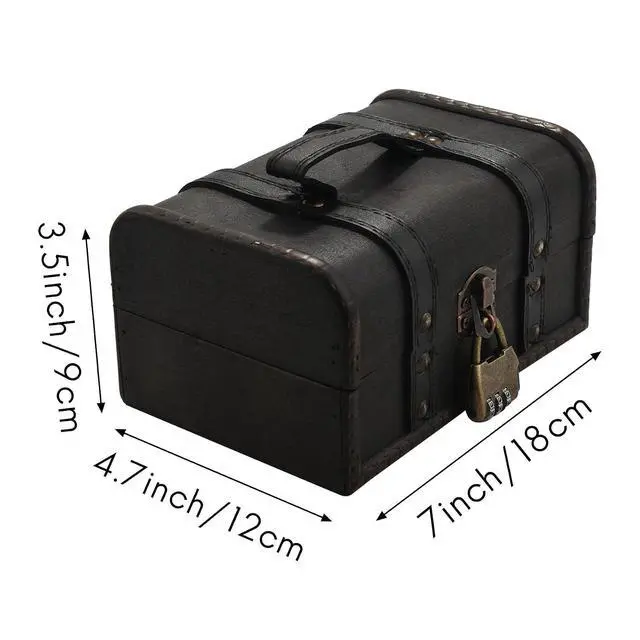 Alt view image 7 of 7 - Retro Treasure Chest Vintage Wooden Storage Box Antique Style Jewelry Organizer for Wardrobe Jewerly Box Trinket Box Password