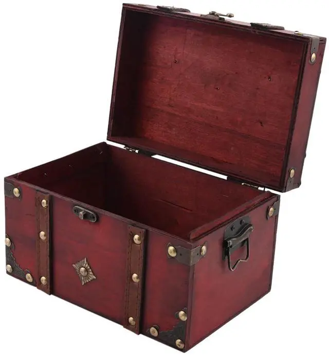 Main image of Retro Treasure Chest Vintage Wooden Storage Box Antique Style Jewelry Organizer for Jewelry Box Trinket Box Big