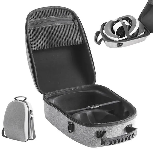 Alt view image 2 of 5 - Glasses Handbag EVA Protective Storage Cases with Handle Large-Capacity Dustproof Wear- for PS VR2 Glasses B Silver Gray