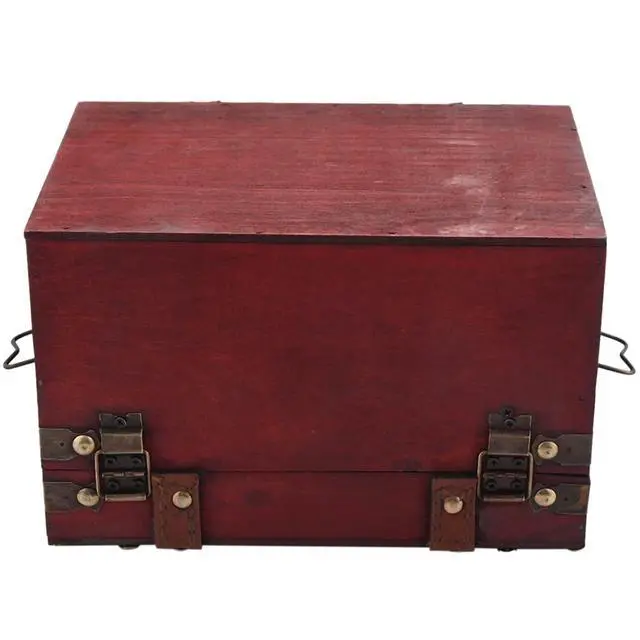 Alt view image 2 of 7 - Retro Treasure Chest Vintage Wooden Storage Box Antique Style Jewelry Organizer for Jewelry Box Trinket Box Big