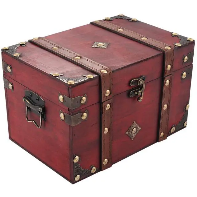Alt view image 5 of 7 - Retro Treasure Chest Vintage Wooden Storage Box Antique Style Jewelry Organizer for Jewelry Box Trinket Box Big