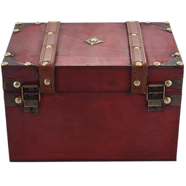 Alt view image 6 of 7 - Retro Treasure Chest Vintage Wooden Storage Box Antique Style Jewelry Organizer for Jewelry Box Trinket Box Big