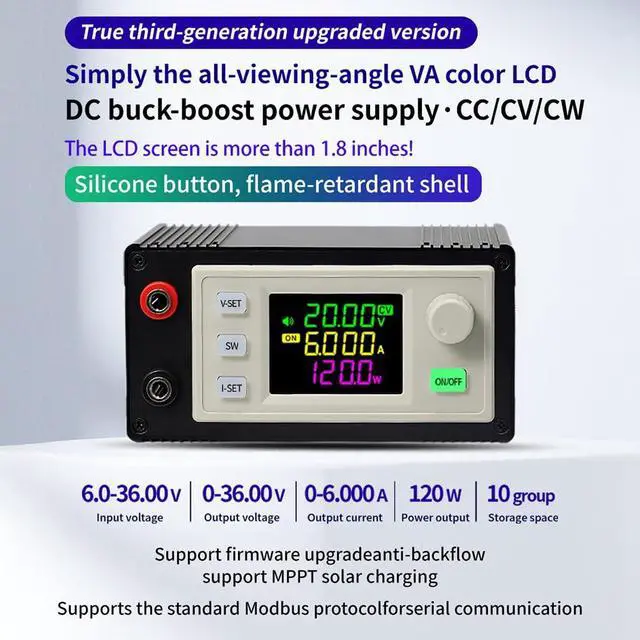 Alt view image 6 of 7 - DC Adjustable Buck Boost Converter Voltage Constant Voltage Current Solar Charge Module 6A Finished Product XY-SK120X