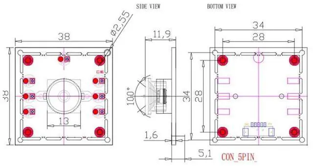Alt view image 5 of 7 - New 9Pcs 100 Degree Camera Module 1MP OV9732 1280x720 USB Free Driver Manual Focus, with 2 Meter Cable for WinXP/7/8/10