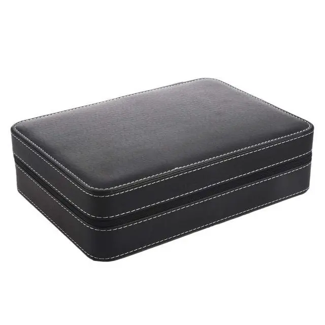 Alt view image 5 of 7 - Portable Watch Box Organizer PU Leather Casket with Zipper Classic Style 10 Grids Multi-Functional Bracelet Display Case