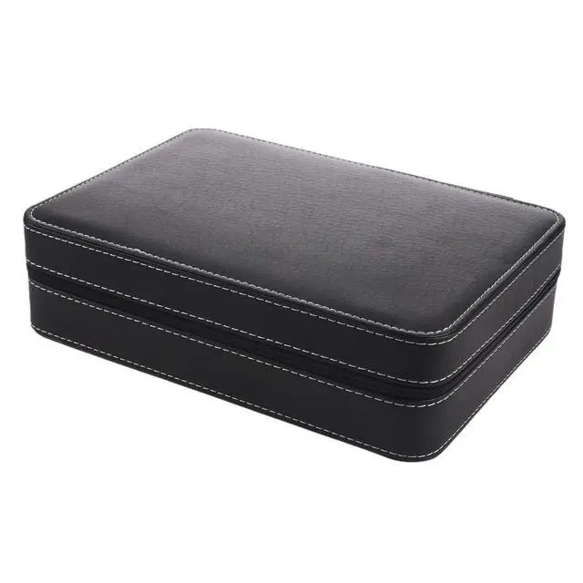 Alt view image 7 of 7 - Portable Watch Box Organizer PU Leather Casket with Zipper Classic Style 10 Grids Multi-Functional Bracelet Display Case