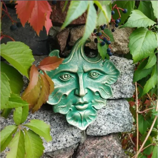 Alt view image 3 of 7 - Yaregelun The Green Man Wall Art Sculpture Premium Quality Cast Iron Wall Plaque,the Green Man,Spring,Fantasy Decorative Sculpture