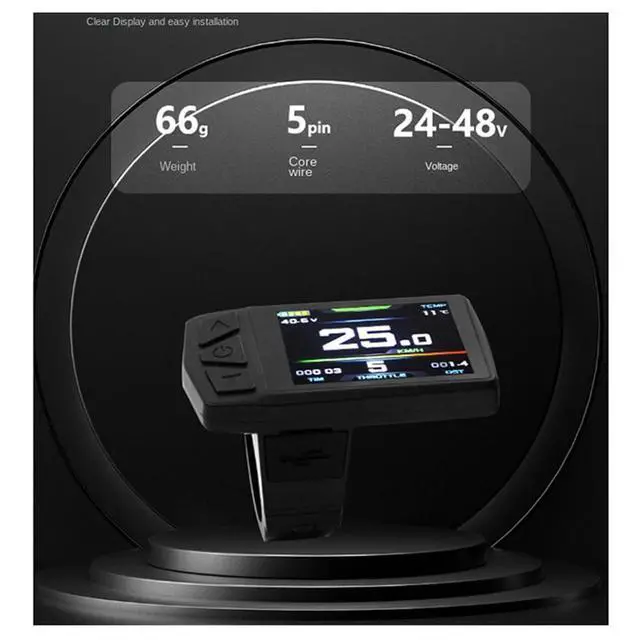 Alt view image 3 of 7 - Ebike Display for KT TF01U 24V 36V 48V Intelligent Colorful LCD Meter Waterproof Joint Electric Bicycle Meter
