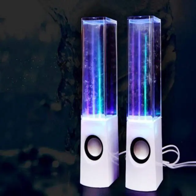 Alt view image 3 of 7 - 2PCS LED Light Speakers Dancing Water Music Fountain Light for PC Laptop for Phone Portable Desk Stereo Speaker White