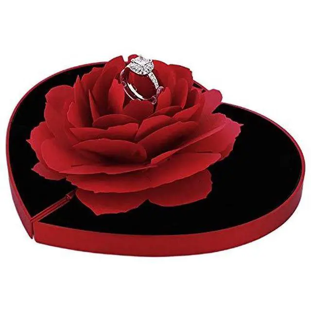 Alt view image 4 of 6 - Rose Flower Rotating Ring Box, Proposal Box, Rose Wedding Engagement Ring Box, Jewelry Storage Box, Valentine's Best Female Gift Box,Love Box, Home Decoration Box (Without Ring)