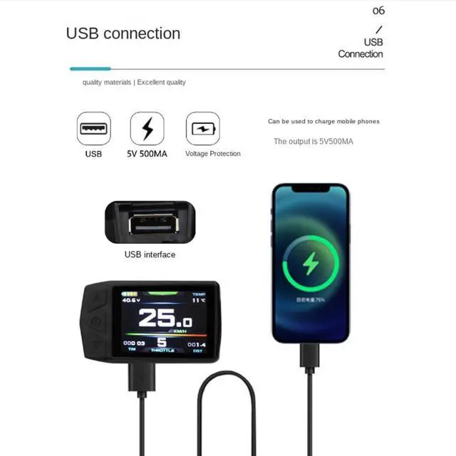 Alt view image 2 of 7 - Ebike Display for KT TF01U 24V 36V 48V Intelligent Colorful LCD Meter Waterproof Joint Electric Bicycle Meter