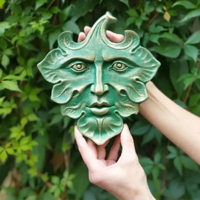 Alt view image 7 of 7 - Yaregelun The Green Man Wall Art Sculpture Premium Quality Cast Iron Wall Plaque,the Green Man,Spring,Fantasy Decorative Sculpture