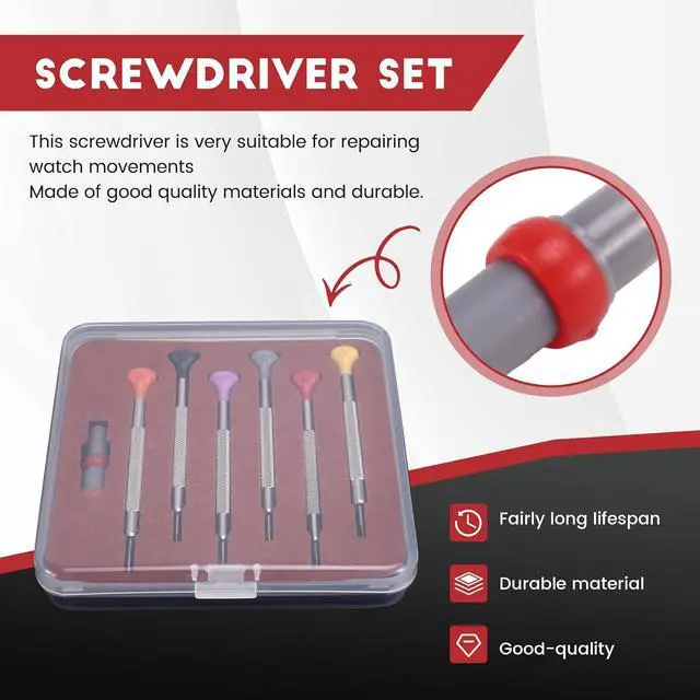 Alt view image 3 of 7 - 6Pcs T-Shaped Anti Slip Screwdrivers Set for 3135 2135 Movement Watch Repair Screwdriver Watch Repair Tool